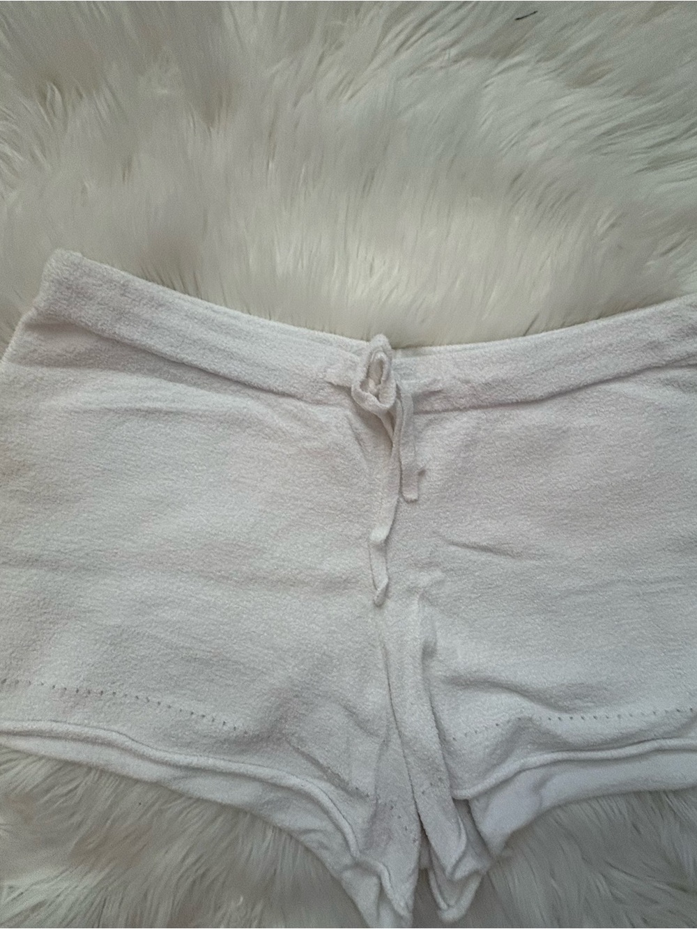 Barefoot Dreams Plush White Terry Cloth Shorts